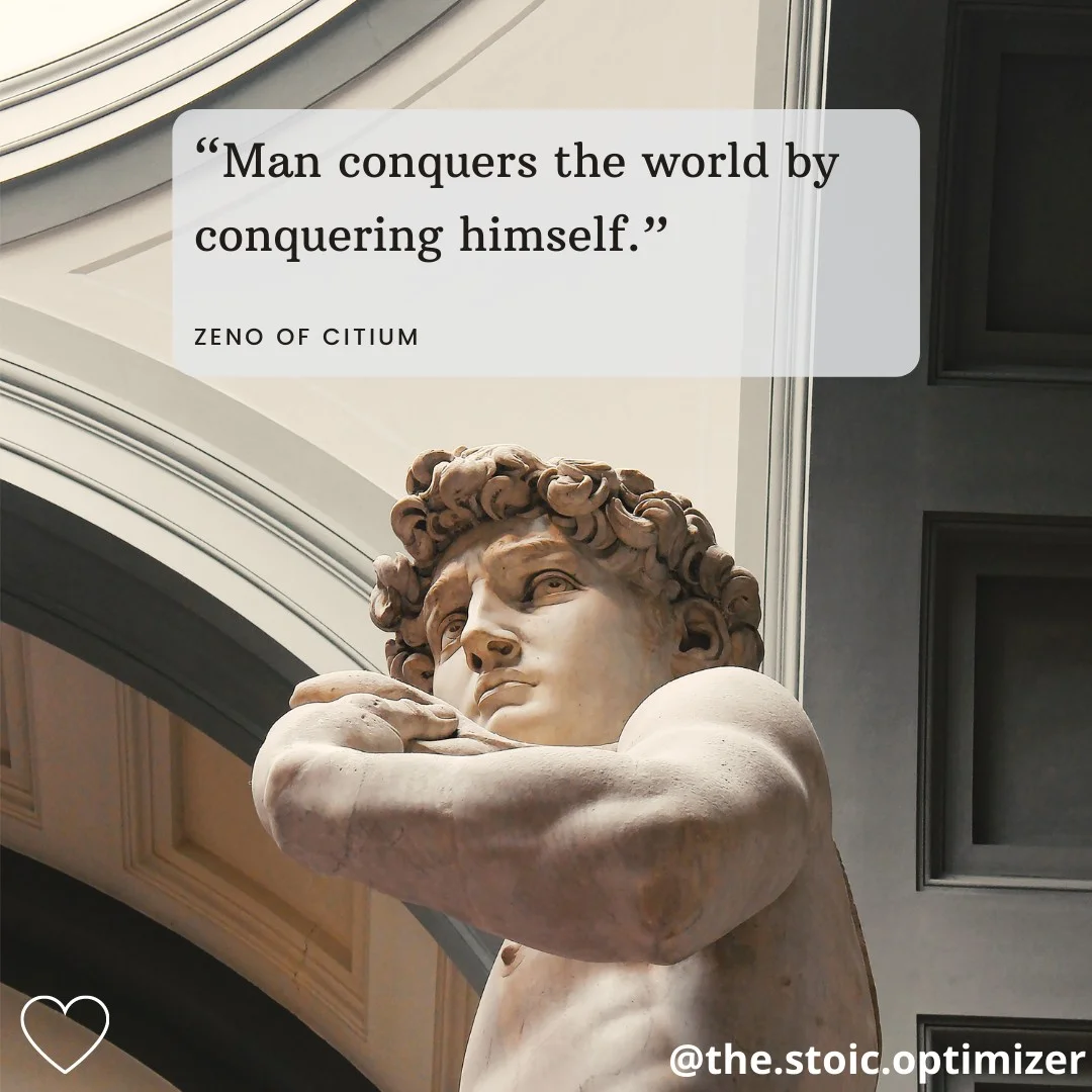 Quote by Zeno of Citium on a background with David by Michelangelo